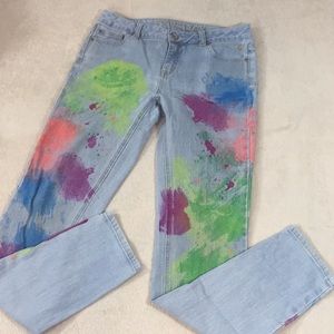 Justice Simply Low Paint Splattered Girls Jeans Size 16